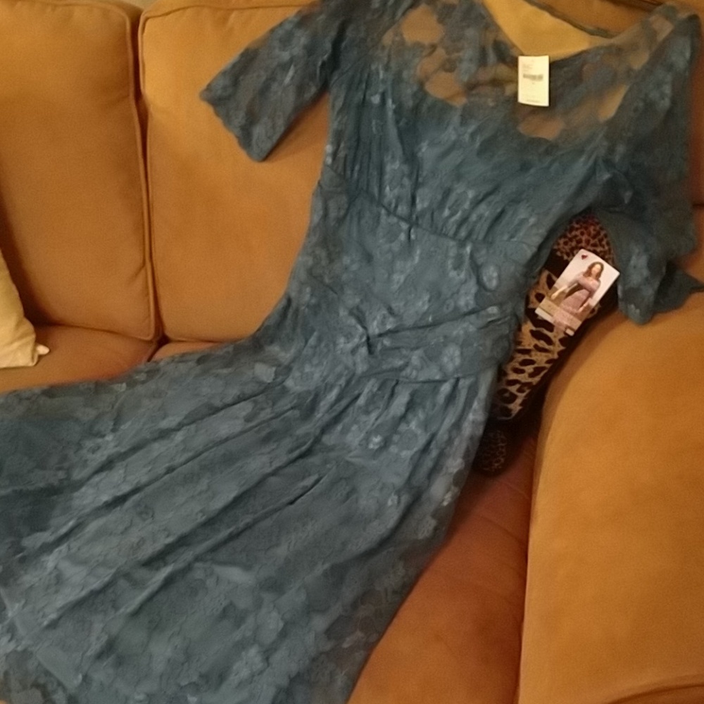 Kiyonna teal all lace dress 1X NWT 14/16